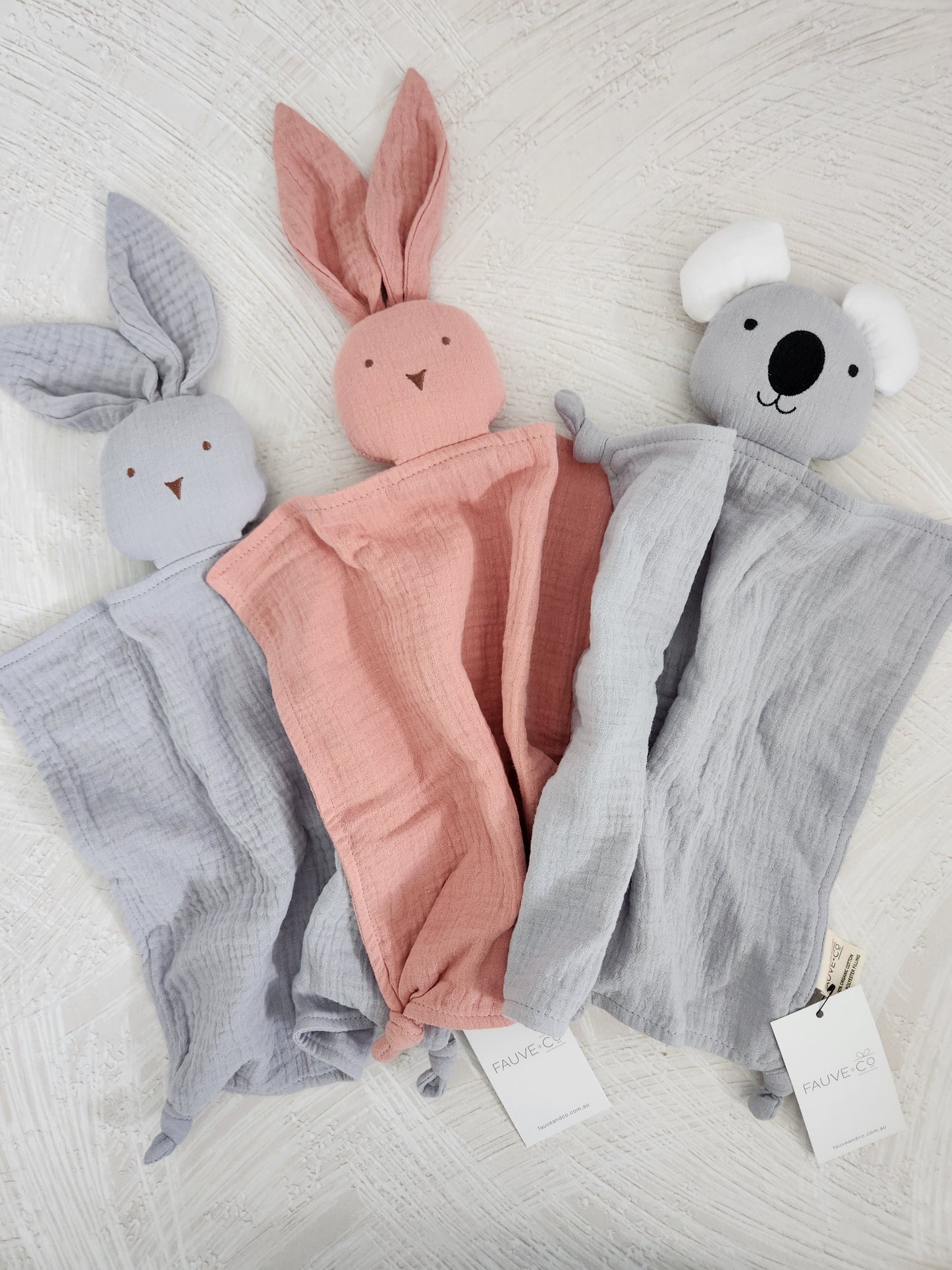 Baby Muslin Comforter by Fauve & Co bunny koala