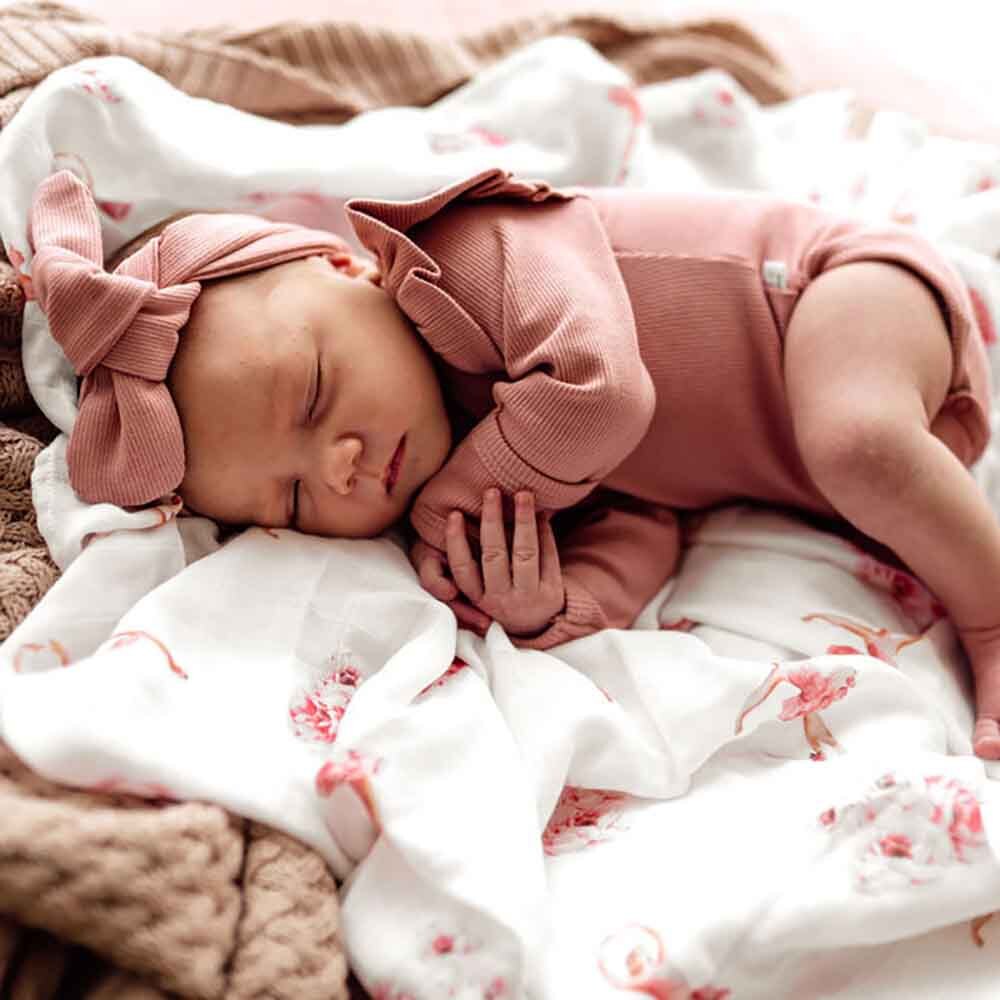 Add-on Snuggle Hunny Rose Frill Long Sleeve Organic Bodysuit (3-6mths)