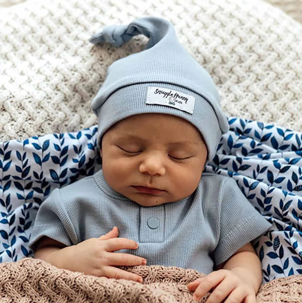 Add-on Snuggle Hunny Zen Blue Ribbed Organic Knotted Beanie