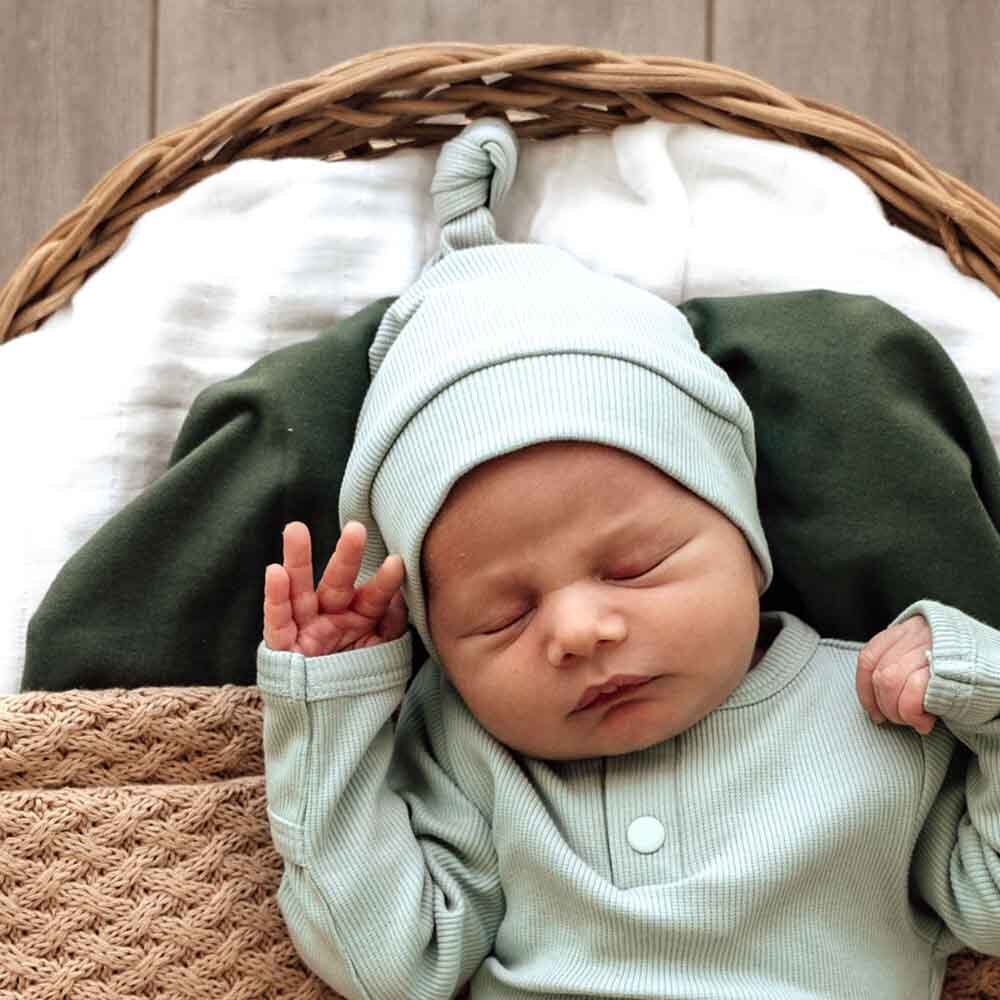 Add-on Snuggle Hunny Sage Ribbed Organic Knotted Beanie
