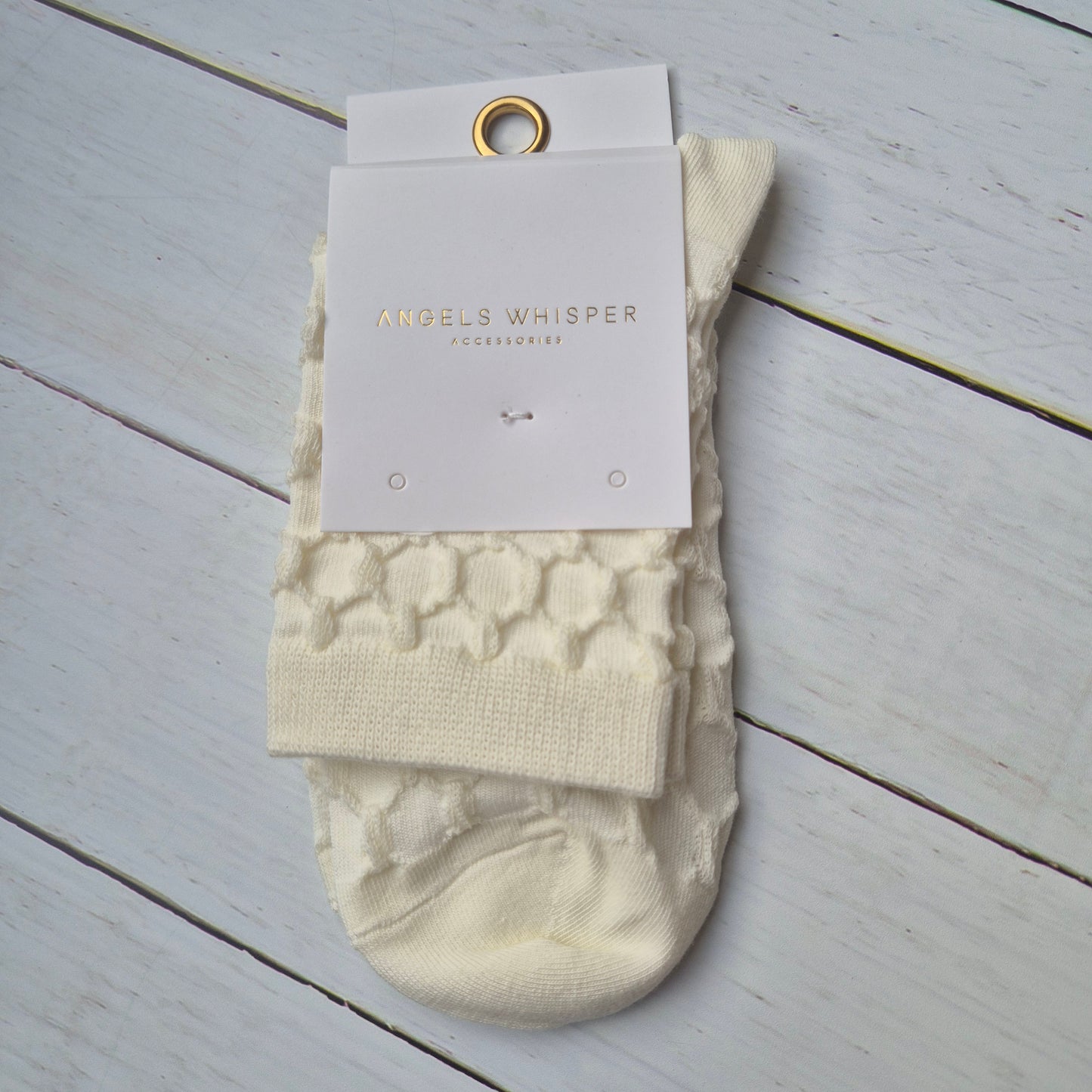 Add-on Honeycomb Textured Winter Socks - White
