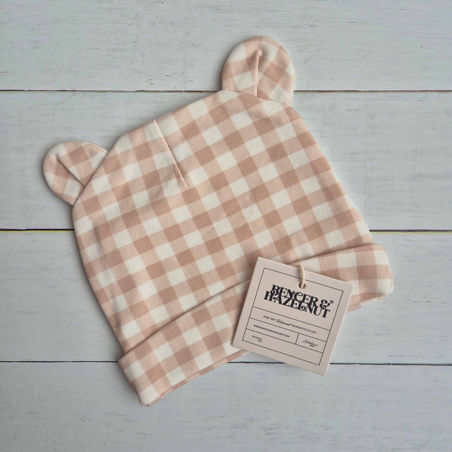 Add-on Gingham Baby Beanie