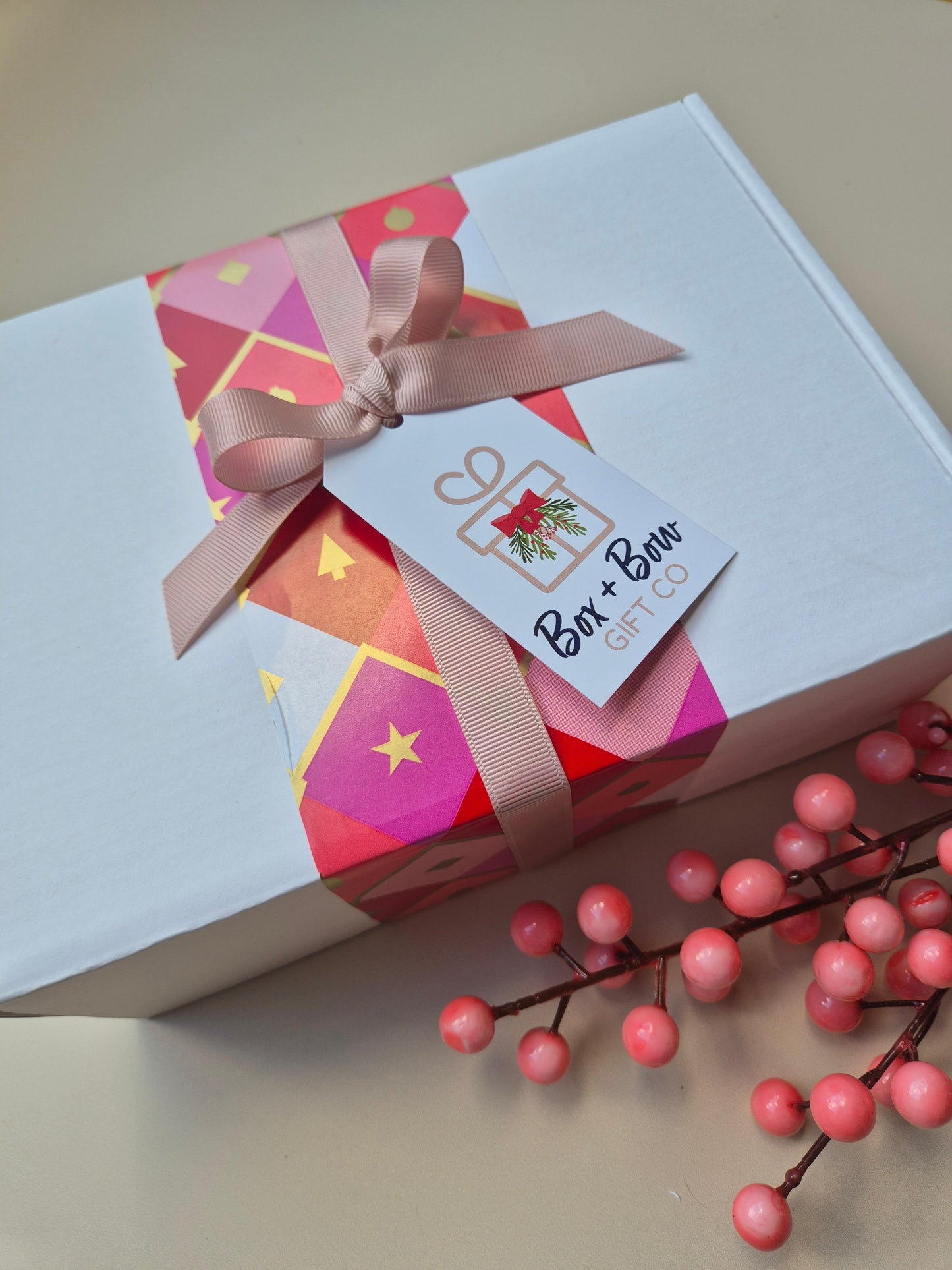 CHRISTMAS Mini White Magnetic Box - choose wrap (CREATE YOUR OWN HAMPER)