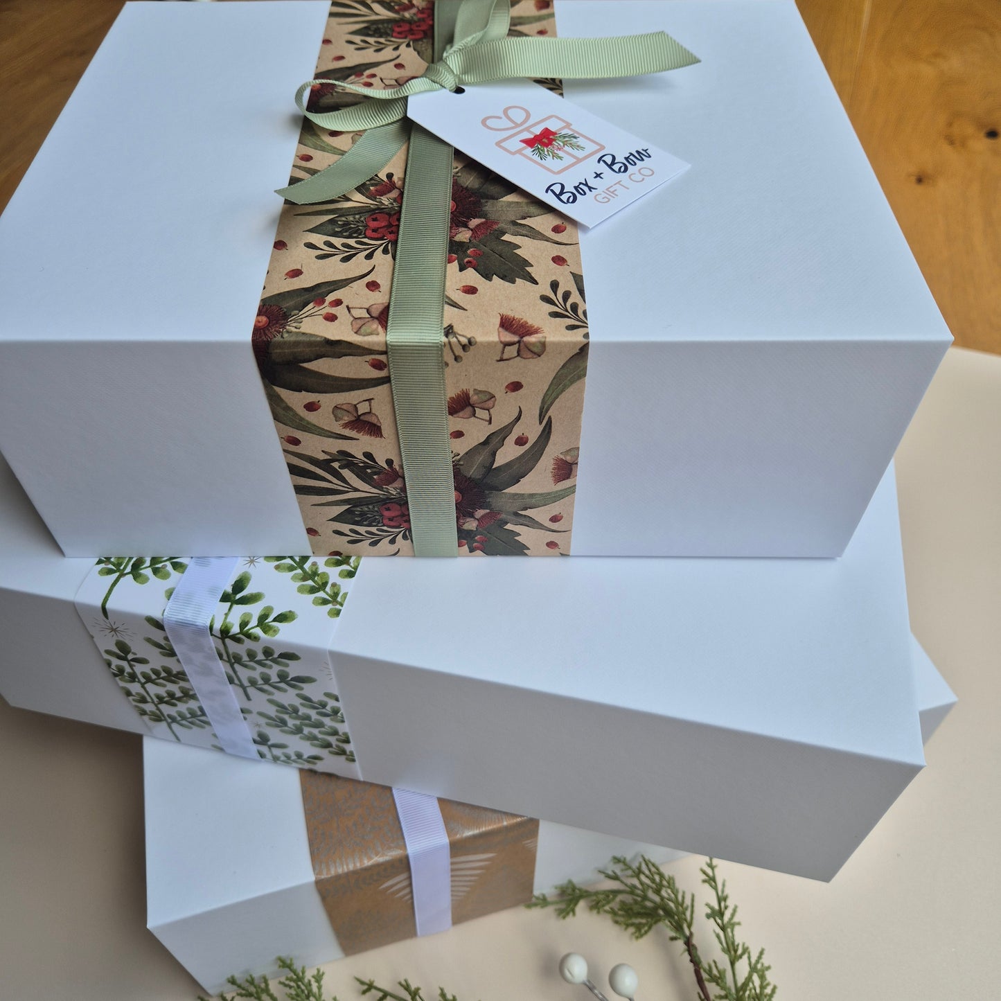 CHRISTMAS Mini White Magnetic Box - choose wrap (CREATE YOUR OWN HAMPER)