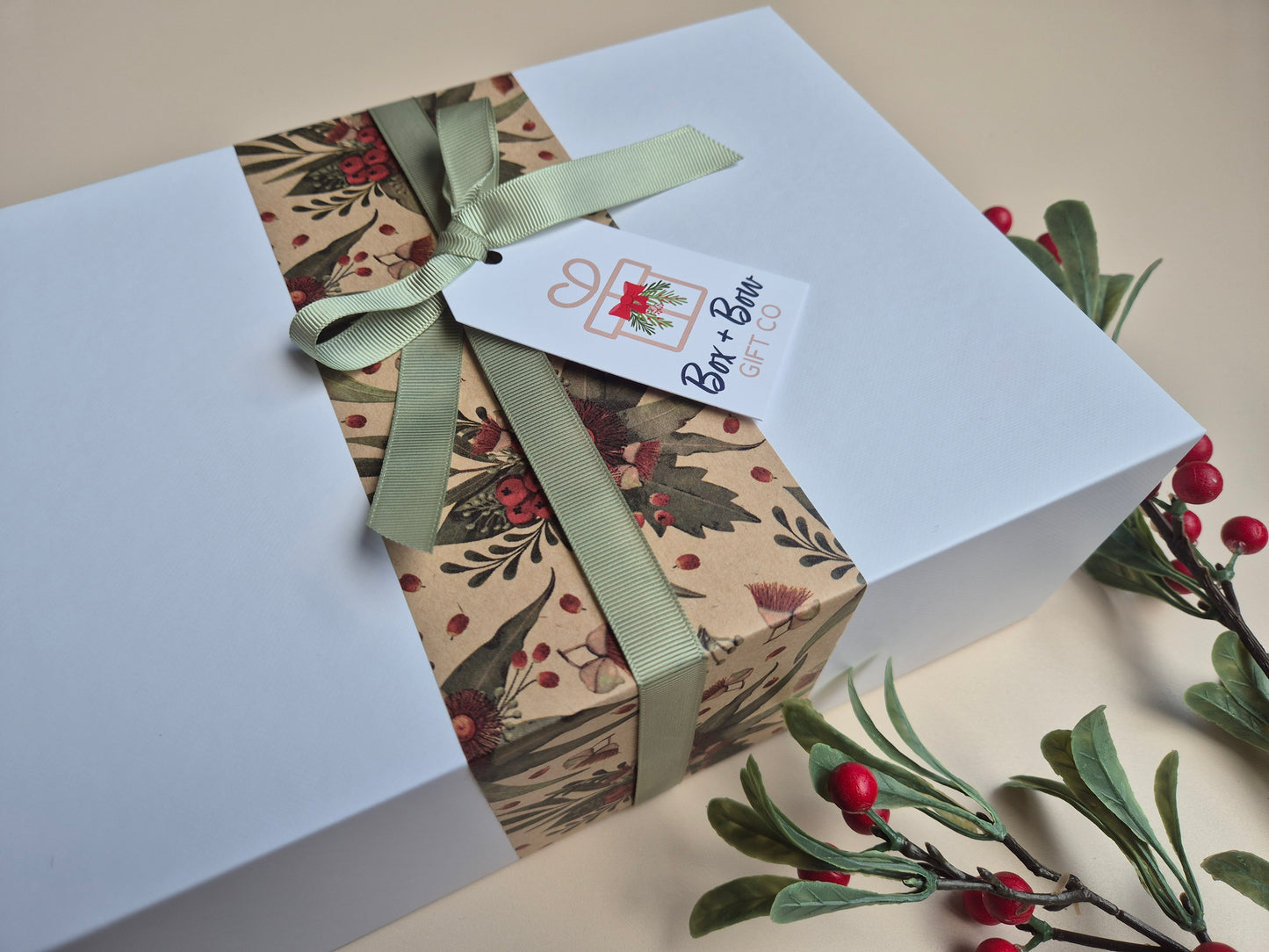 CHRISTMAS Mini White Magnetic Box - choose wrap (CREATE YOUR OWN HAMPER)