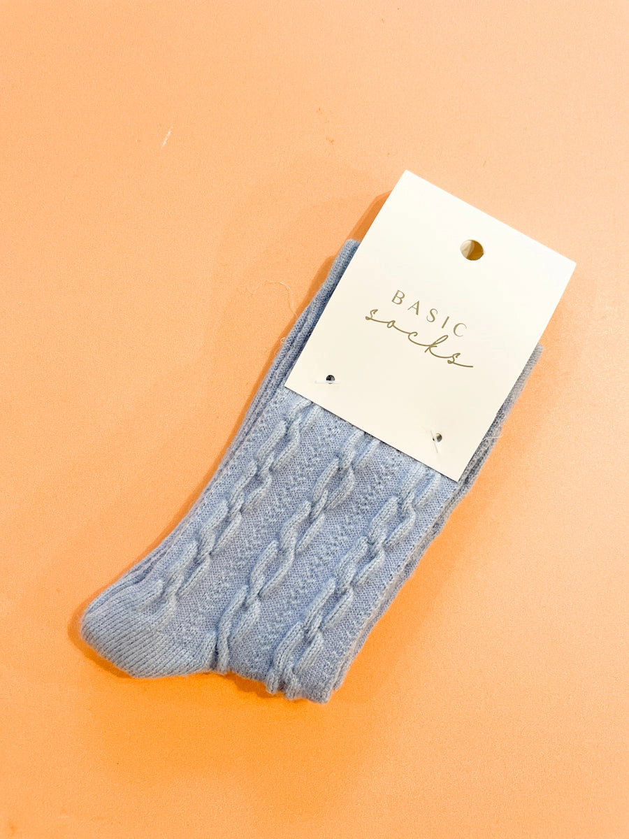 Add-on Cable Crew Socks Blue