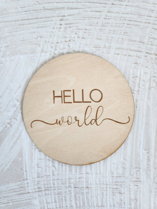 Add-on HELLO world wooden baby plaque