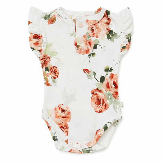 Add-on Snuggle Hunny Rosebud Frill Short Sleeve Organic Bodysuit