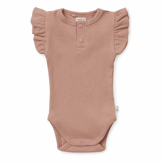 Add-on Snuggle Hunny Rose Frill Short Sleeve Organic Bodysuit