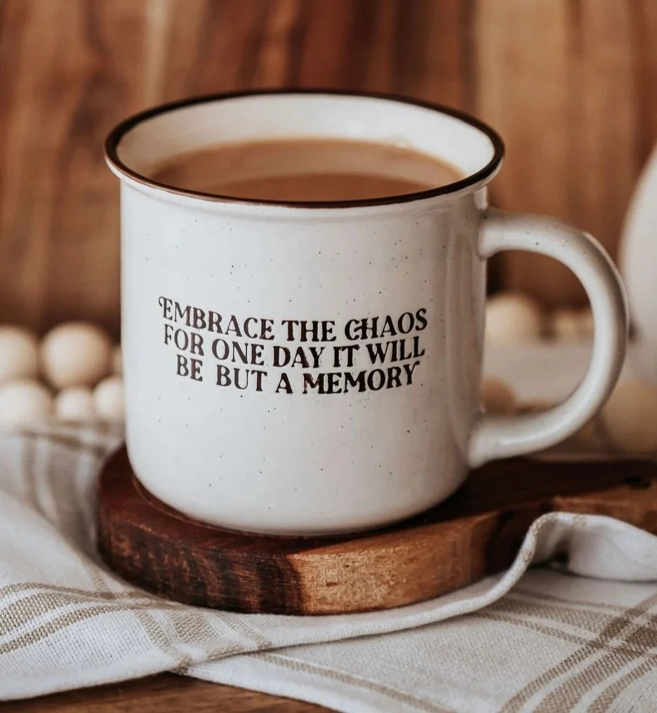 Add-on 'Embrace the chaos' speckle mug
