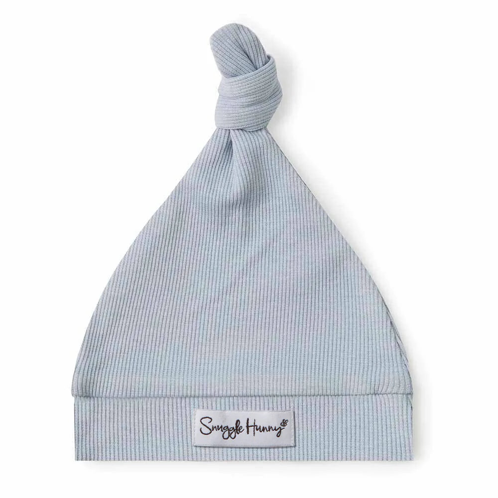 Add-on Snuggle Hunny Zen Blue Ribbed Organic Knotted Beanie