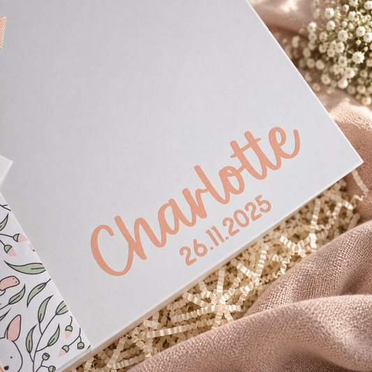 Add-on Baby Name & Birthdate Personalisation to Hamper Box Lid
