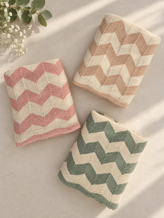 Add-on Baby Cotton Knit Blanket Chevron