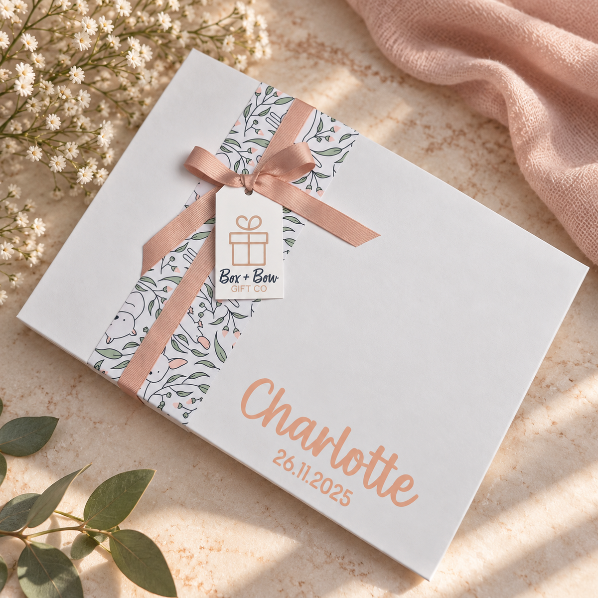 Add-on Baby Name & Birthdate Personalisation to Hamper Box Lid
