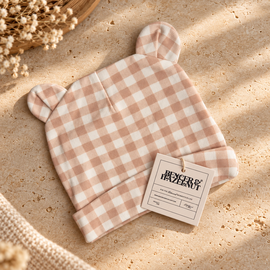 Add-on Gingham Baby Beanie