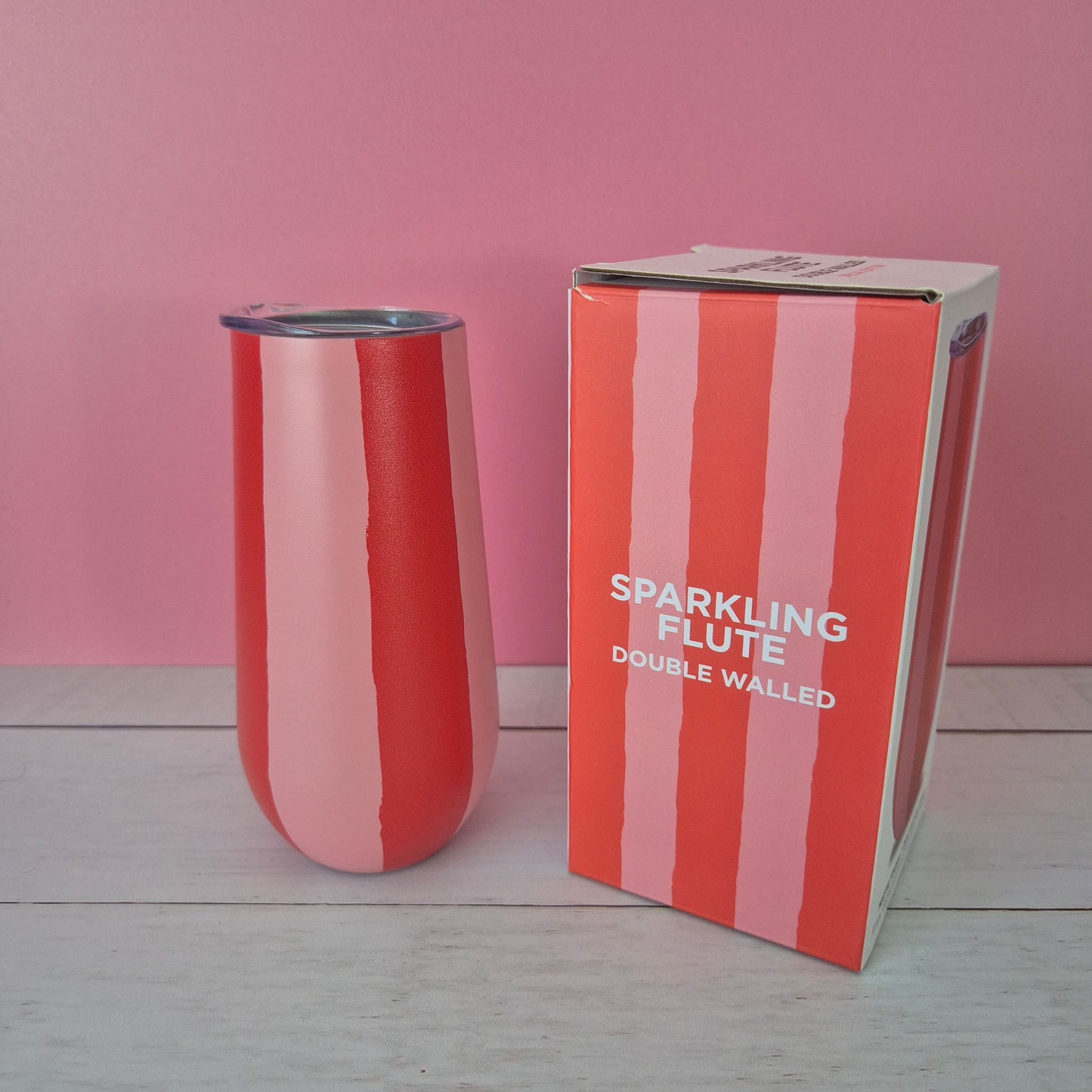 Add-on Red & Pink Stripe Sparkling Flute Tumbler