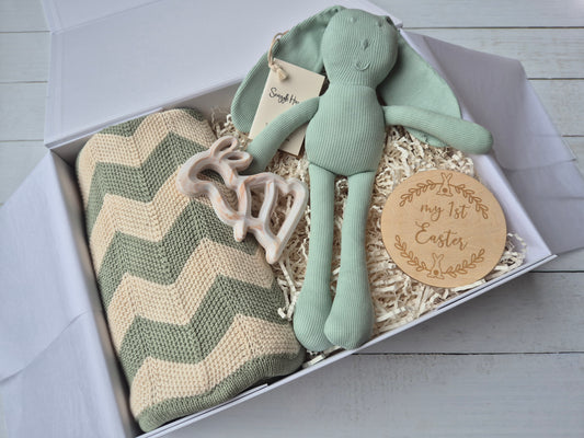 Baby's First Easter Gift Hamper Personalised Name - Sage Green