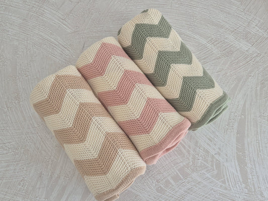 Add-on Baby Cotton Knit Blanket Chevron